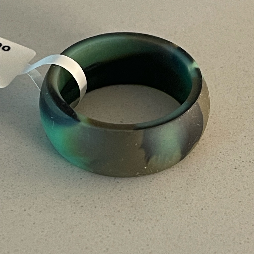 Silicone Camo Green And Black Rubber Ring Size 10